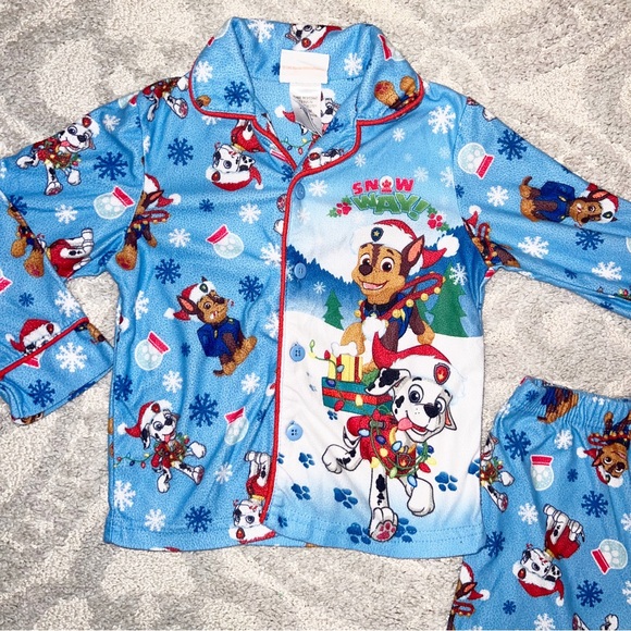 Paw Patrol Toddler Kids Flannel Coat Style Pajamas Set - Picture 2 of 6